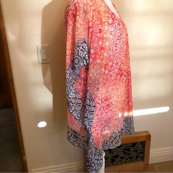 Tommy Bahama Orange and Blue Swim Coverup - Picture 2 of 4